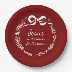 Jesus ist der Grund Handgezeichnete rote Weihnac Pappteller