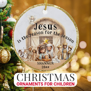 "Jesus ist der Grund" Krippe hinzufügen Jahr Keramik Ornament