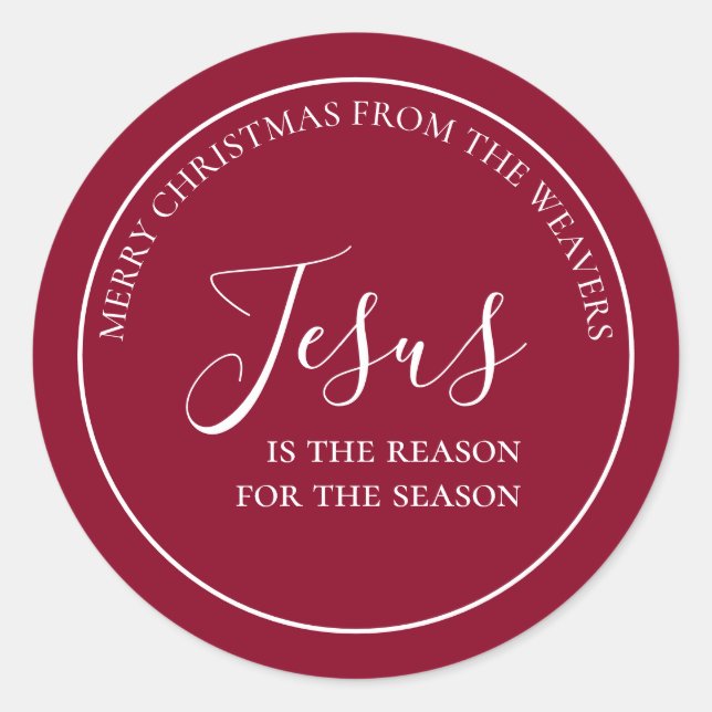 Jesus ist der Grund | Personalisierte Weihnachten Runder Aufkleber (Vorderseite)
