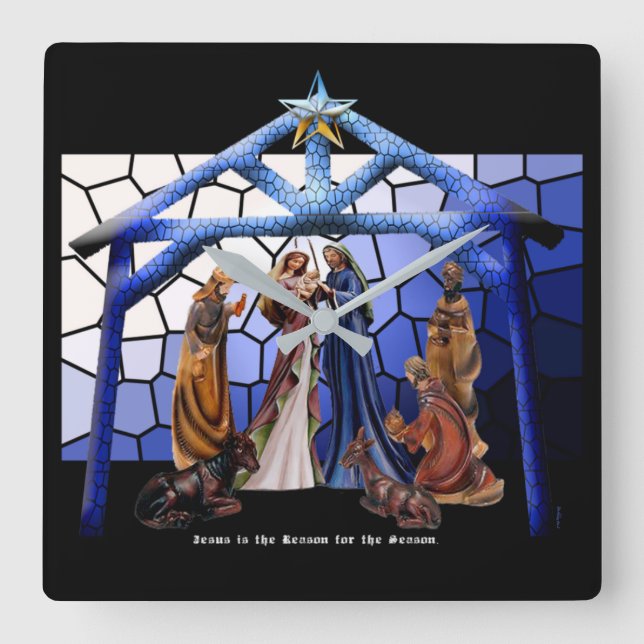 Jesus ist der Grund Quadratische Wanduhr (Vorderseite)