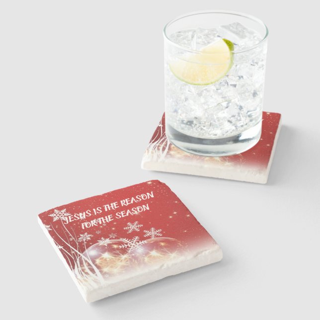 Jesus ist der Grund Stone Untersetzer funkeln (Seitenansicht)