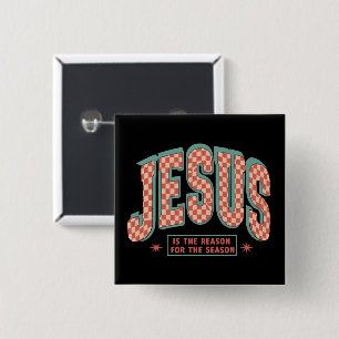 Jesus ist der Grund Weihnachten Christliches Retro Button