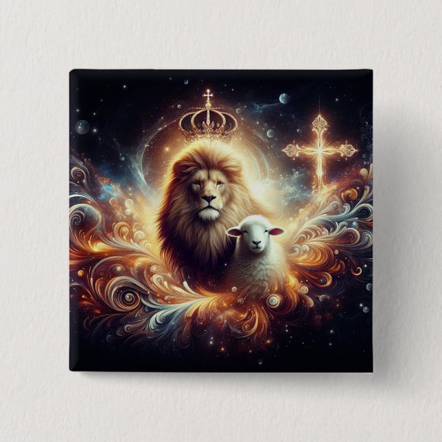 Jesus ist der Löwe und das Lamm Button (Vorderseite)