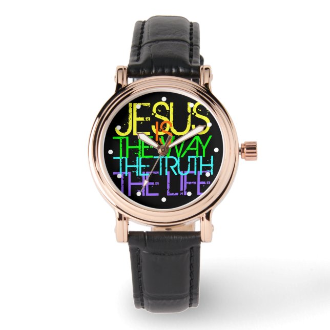 Jesus ist der Weg, Christliche Frauen Armbanduhr (Vorderseite)