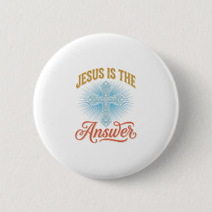 Jesus ist die Antwort Christliches Kreuz Vektor De Button