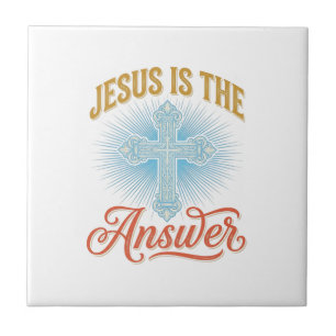 Jesus ist die Antwort Christliches Kreuz Vektor De Fliese