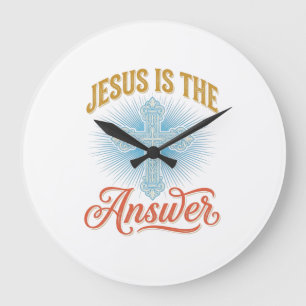 Jesus ist die Antwort Christliches Kreuz Vektor De Große Wanduhr