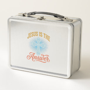 Jesus ist die Antwort Christliches Kreuz Vektor De Metall Brotdose