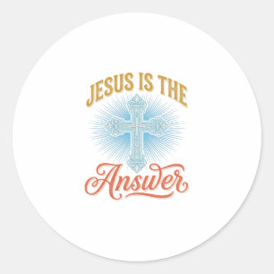 Jesus ist die Antwort Christliches Kreuz Vektor De Runder Aufkleber