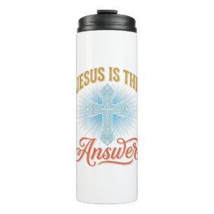 Jesus ist die Antwort Christliches Kreuz Vektor De Thermosbecher