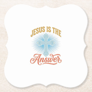 Jesus ist die Antwort Christliches Kreuz Vektor De Untersetzer