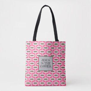 Jesus ist die Antwort rosa Retro-Tasche