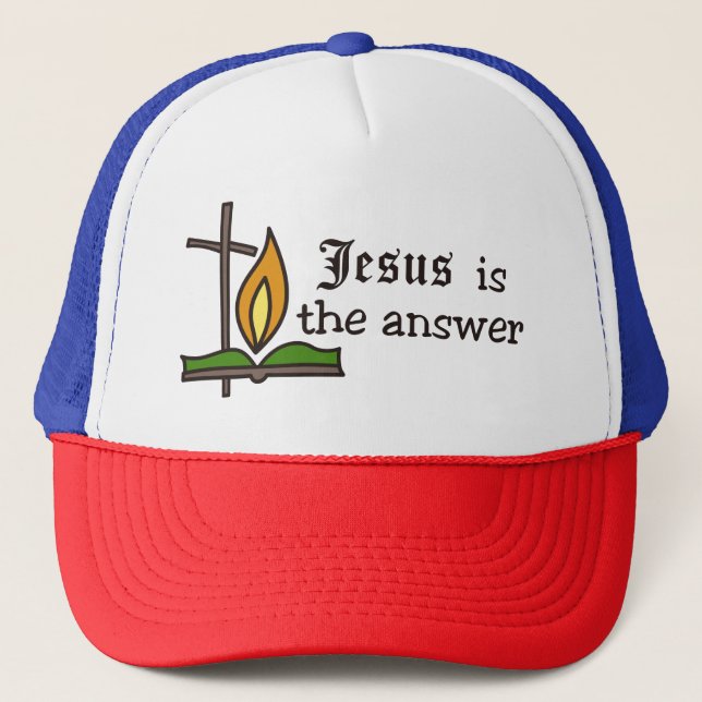 Jesus ist die Antwort Truckerkappe (Vorderseite)