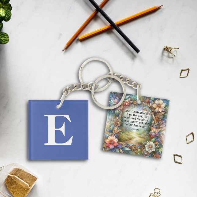 Jesus ist die Art und Weise, wie das florale Monog Schlüsselanhänger (Von Creator hochgeladen)