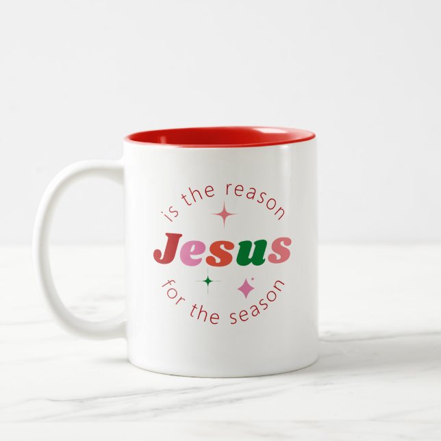 Jesus ist die Weihnachtszeit der Vernunft Zweifarbige Tasse (Links)