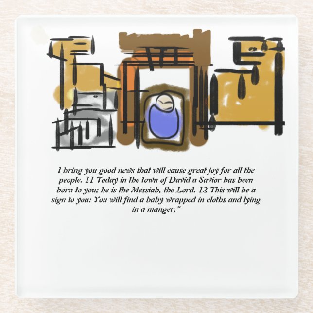 Jesus ist geboren glasuntersetzer (Vorderseite)