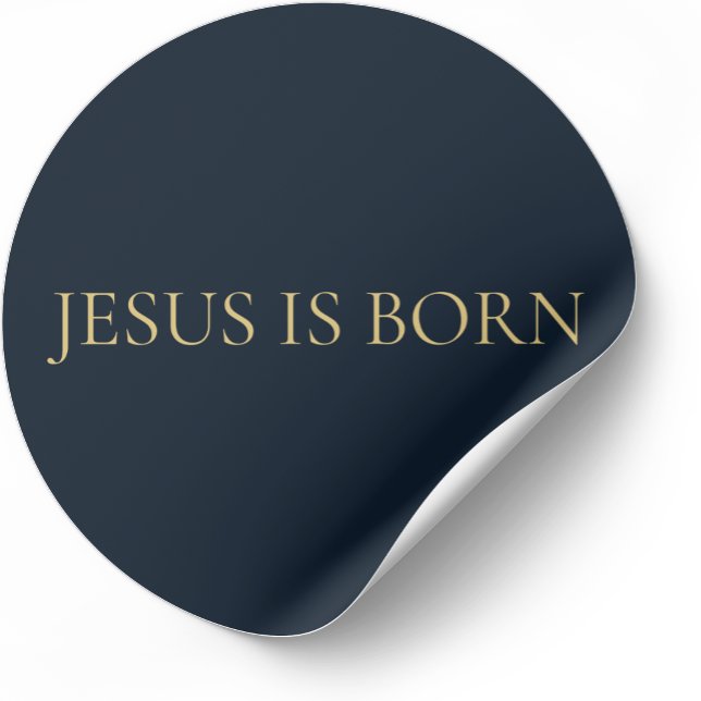 JESUS IST GEBOREN – Navy Minimal Weihnachtssticker Runder Aufkleber (Von Creator hochgeladen)