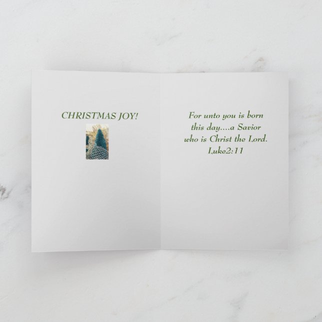 Jesus ist geborene religiöse Xmas Luke Weihnachtsk Dankeskarte (Innenseite)