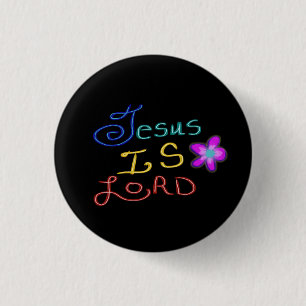 Jesus ist HERR Bunte Schrift Schwarz Button