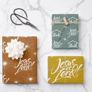 Jesus ist Herr Weihnachten Christlich Retro 70er F Geschenkpapier Set