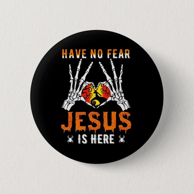 Jesus ist Herz-Skelett-Hand Button (Vorderseite)