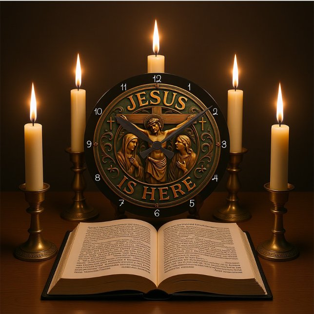 Jesus ist hier religiös  runde wanduhr (Von Creator hochgeladen)
