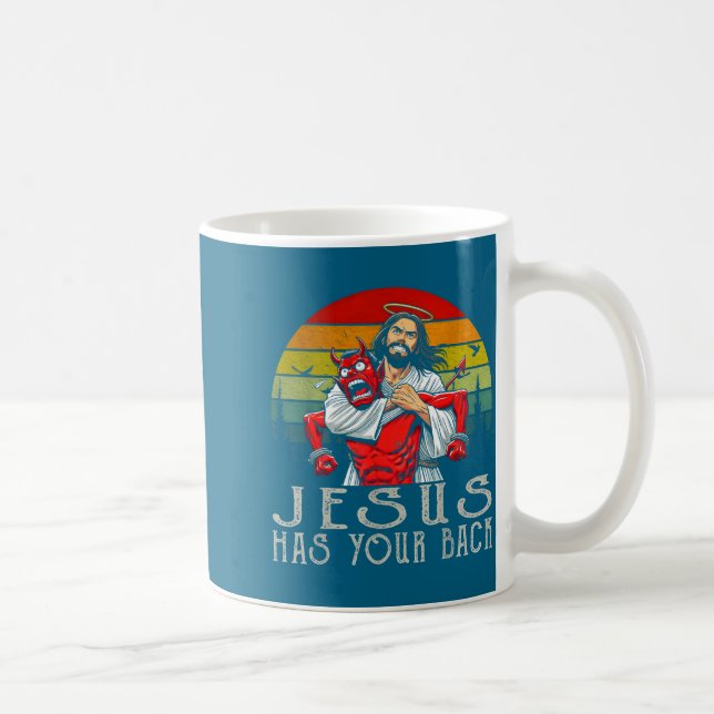 Jesus ist hinter dir ! Jesus  Kaffeetasse (Rechts)