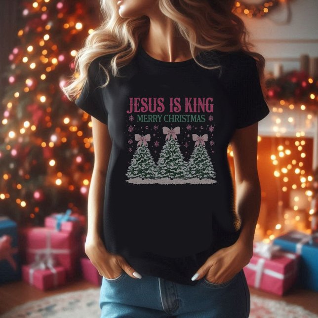 Jesus ist King Black T-Shirt Frauenweihnachtsfest (Von Creator hochgeladen)