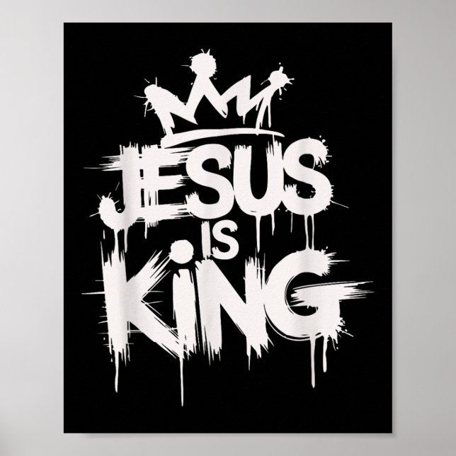 Jesus ist King Christlich Bible Scripting T-Shirt Poster (Vorne)