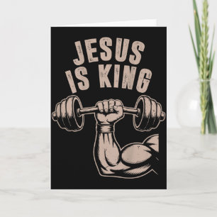 Jesus ist König Barbell Kreuz Lustig Christlich Wo Karte