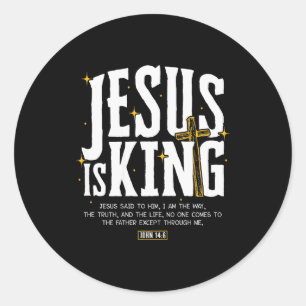 Jesus ist König Bibelvers Johannes 14_6 Christlich Runder Aufkleber
