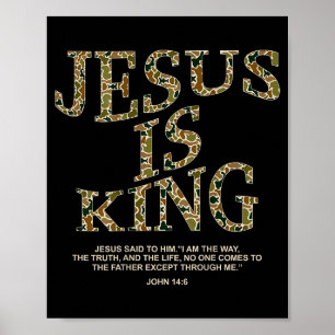 Jesus ist König Camouflage Kreuz Gott Glaube Bibel Poster