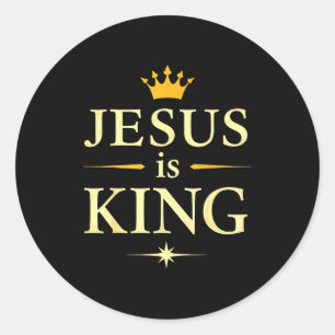 Jesus ist König _ Christliches Glaubensdesign Runder Aufkleber