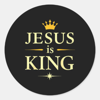 Jesus ist König _ Christliches Glaubensdesign Runder Aufkleber