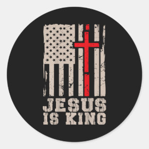 Jesus ist König Christus Herr Patrioter Christ Ame Runder Aufkleber
