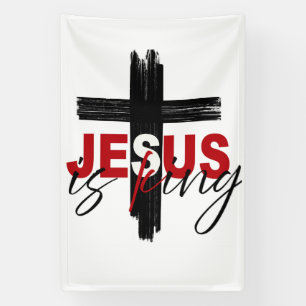 JESUS Ist König Glaubensbekenntnis Kunstwerk Banner