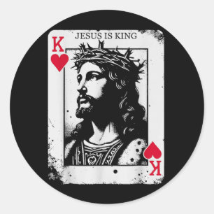 Jesus ist König Karte Christliches König der Herze Runder Aufkleber