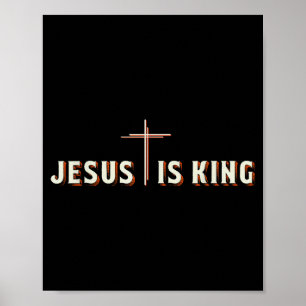 Jesus ist König Kreuz Gott Christ Grafik Poster