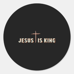 Jesus ist König Kreuz Gott Christlich Grafik Runder Aufkleber