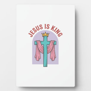 Jesus ist König Kreuz Krone Vintage Christliches T Fotoplatte