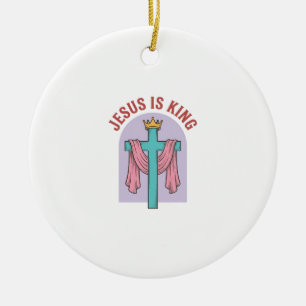 Jesus ist König Kreuz Krone Vintage Christliches T Keramik Ornament