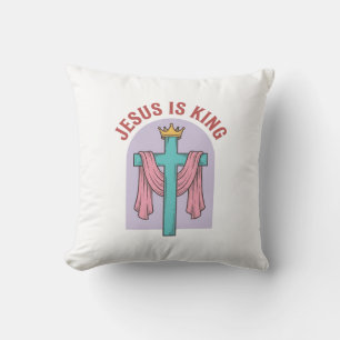 Jesus ist König Kreuz Krone Vintage Christliches T Kissen