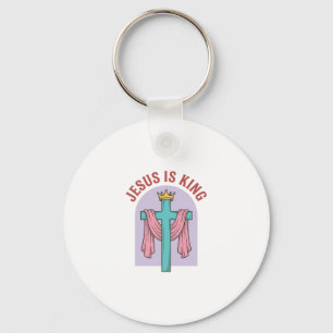 Jesus ist König Kreuz Krone Vintage Christliches T Schlüsselanhänger