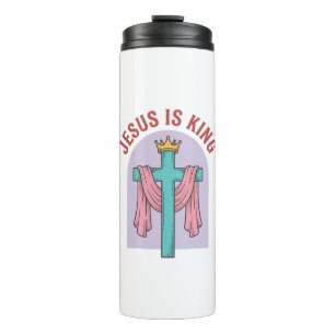 Jesus ist König Kreuz Krone Vintage Christliches T Thermosbecher