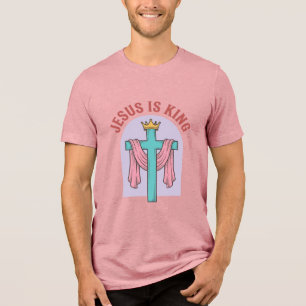 Jesus ist König Kreuz Krone Vintage Christliches T Tri-Blend Shirt