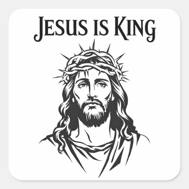 Jesus ist König Quadratischer Aufkleber (Vorderseite)
