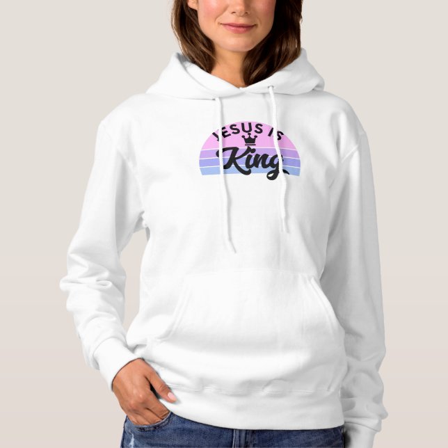 Jesus ist König - Retro Sunset Christlich Hoodie (Vorderseite)