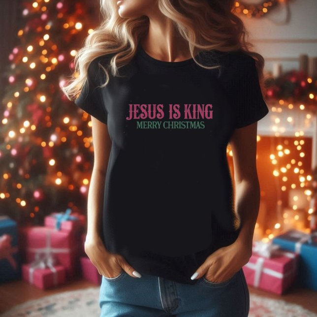 Jesus ist König rosa und schwarz T-Shirt Weihnacht (Von Creator hochgeladen)