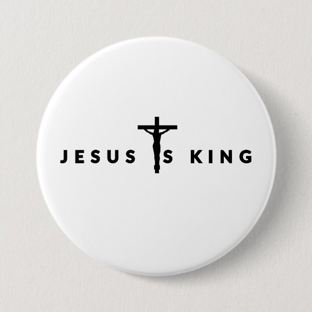 Jesus ist König Schwarzer Text Button (Vorderseite)
