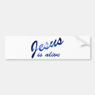 Jesus ist lebendiges Blau électrique Autoaufkleber